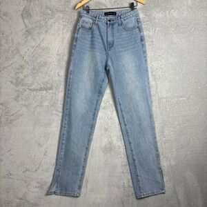 Lioness Alabama Light Wash Denim Jeans Split Ankle Straight Leg Women's Small